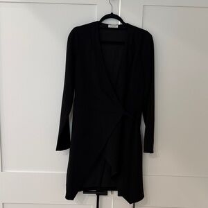 Babaton Black Long Sleeve Mini Wrap Dress